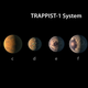 Aspecto hipotético de los planetas del sistema Trappist-1 en atención a lo que sabemos sobre su diámetro, masa y distancia a su estrella. Imagen: NASA/JPL-Caltech
